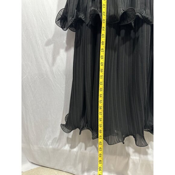 NWT $398 IEENA Mac Duggal [ 4 ] Rosette Ruffle Layered Rosette Dress Gown black‎ - Picture 8 of 14